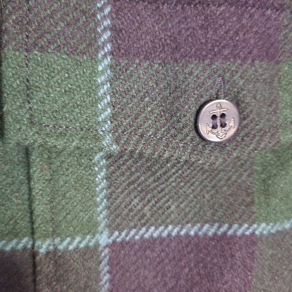 J Crew Wool Shirt - Large - Navy Green Blue Plaid - Picture 12 of 14